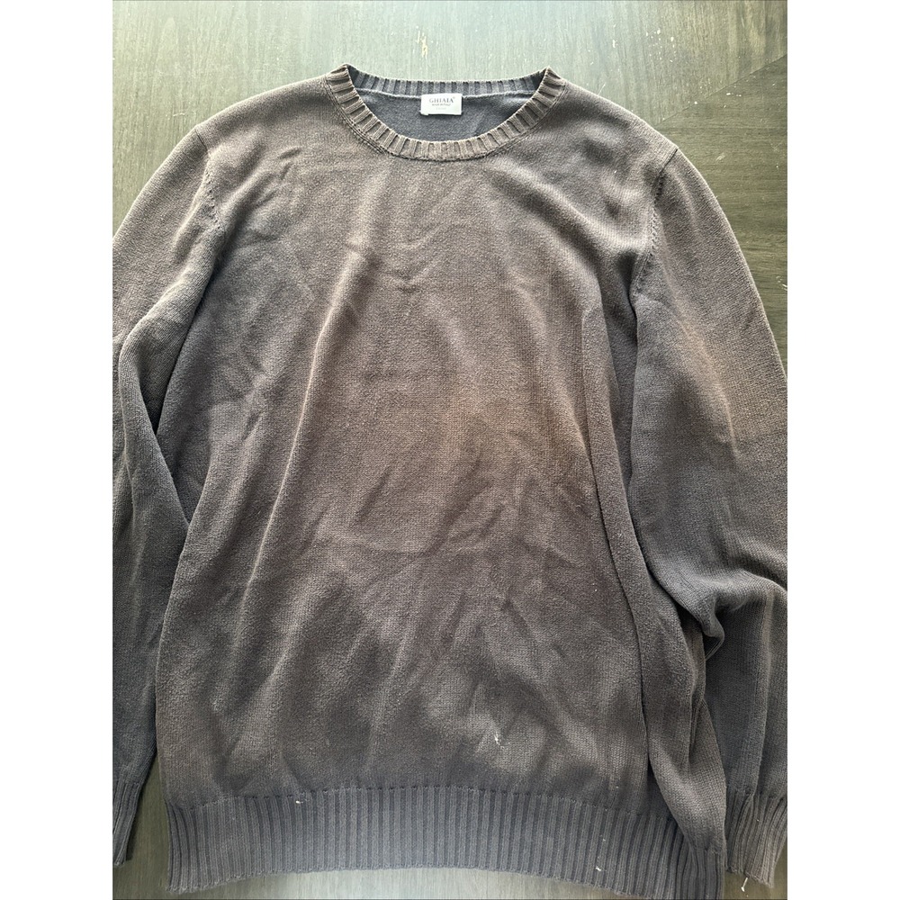 Ghiaia Jumper Set-in Sleeves Brown Cotton Knitted Vintage Faded Mens XL - Picture 3 of 6
